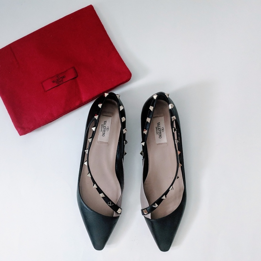 SALE!🎀Valentino🎀Rockstud D'Orsay Ballerina Flats - Picture 3 of 8